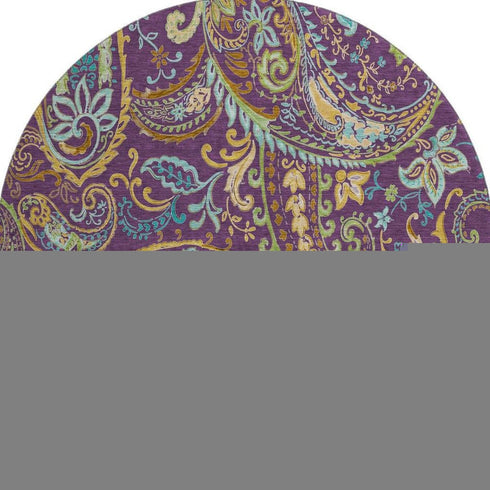 9' X 12' Purple Green And Blue Paisley Washable Area Rug With UV Protection