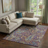 9' X 12' Purple Green And Blue Paisley Washable Area Rug With UV Protection