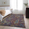 9' X 12' Purple Green And Blue Paisley Washable Area Rug With UV Protection