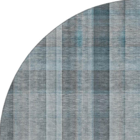9' X 12' Teal And Ivory Plaid Washable Area Rug With UV Protection