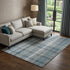 9' X 12' Teal And Ivory Plaid Washable Area Rug With UV Protection