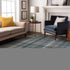 9' X 12' Teal And Ivory Plaid Washable Area Rug With UV Protection