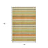 5' X 8' Fern Green Orange And Beige Striped Washable Area Rug With UV Protection