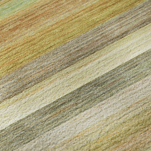 5' X 8' Fern Green Orange And Beige Striped Washable Area Rug With UV Protection