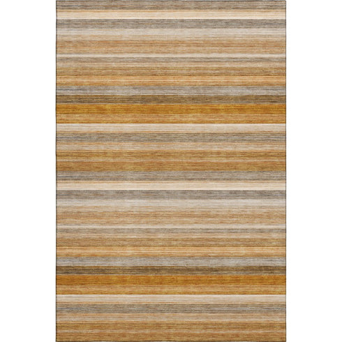 8' X 10' Rust Gray And Ivory Striped Washable Area Rug With UV Protection