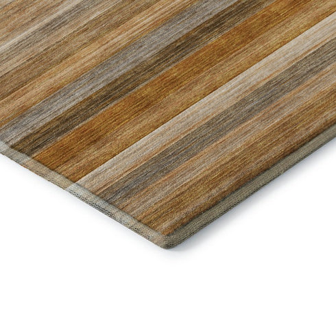 8' X 10' Rust Gray And Ivory Striped Washable Area Rug With UV Protection