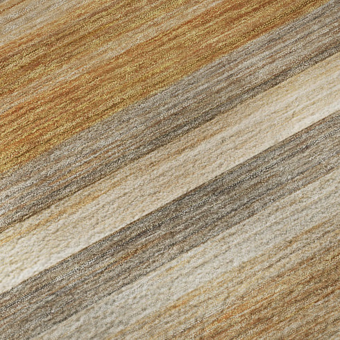 8' X 10' Rust Gray And Ivory Striped Washable Area Rug With UV Protection