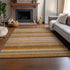8' X 10' Rust Gray And Ivory Striped Washable Area Rug With UV Protection