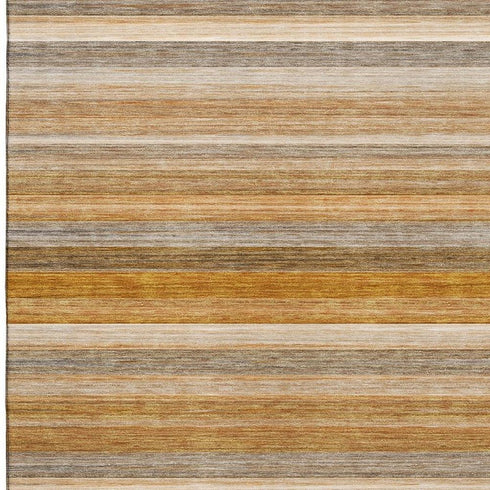 8' X 10' Rust Gray And Ivory Striped Washable Area Rug With UV Protection