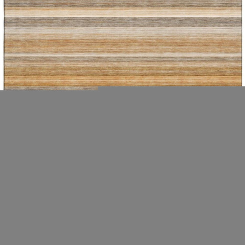 8' X 10' Rust Gray And Ivory Striped Washable Area Rug With UV Protection