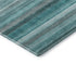 8' Teal Gray And Ivory Striped Washable Round Rug With UV Protection