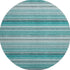 8' Teal Gray And Ivory Striped Washable Round Rug With UV Protection