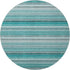 8' Teal Gray And Ivory Striped Washable Round Rug With UV Protection