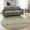 8' Wheat Gray And Ivory Striped Washable Round Rug With UV Protection