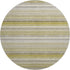 8' Wheat Gray And Ivory Striped Washable Round Rug With UV Protection