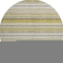 8' Wheat Gray And Ivory Striped Washable Round Rug With UV Protection