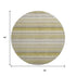 8' Wheat Gray And Ivory Striped Washable Round Rug With UV Protection