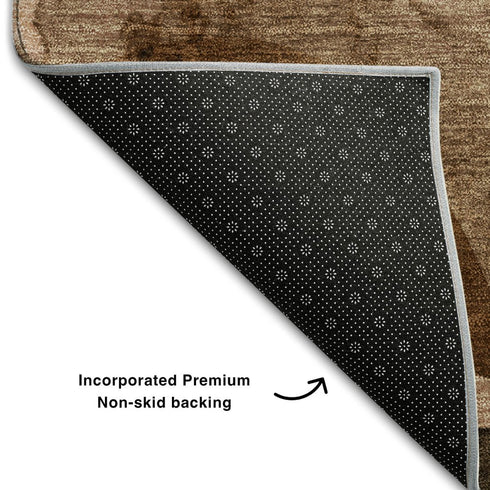 8' X 10' Chocolate Beige And Copper Abstract Washable Area Rug With UV Protection