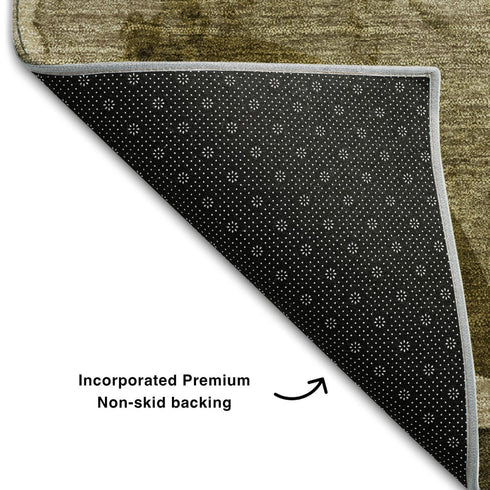 5' X 8' Coffee Gold And Ivory Abstract Washable Area Rug With UV Protection