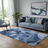 5' X 8' Navy Blue And Ivory Abstract Washable Area Rug With UV Protection