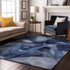 8' X 10' Navy Blue And Ivory Abstract Washable Area Rug With UV Protection