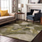 8' X 10' Olive Green Gray And Ivory Abstract Washable Area Rug With UV Protection