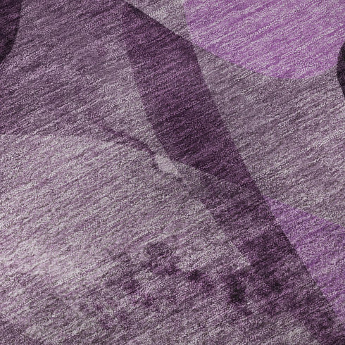 5' X 8' Purple And Ivory Abstract Washable Area Rug With UV Protection