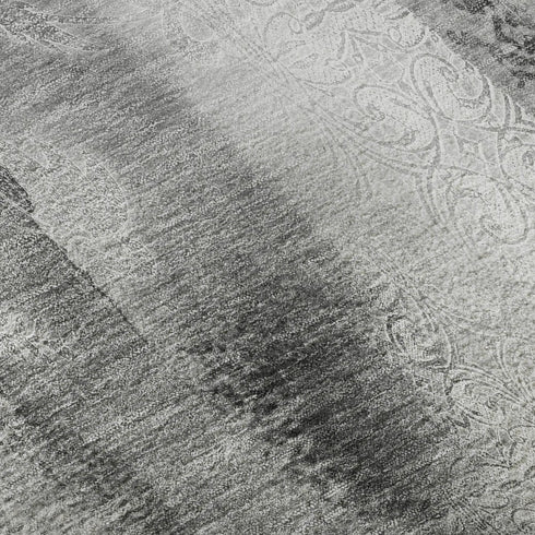 5' X 8' Gray And Ivory Abstract Washable Area Rug With UV Protection