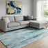8' X 10' Teal And Ivory Abstract Washable Area Rug With UV Protection