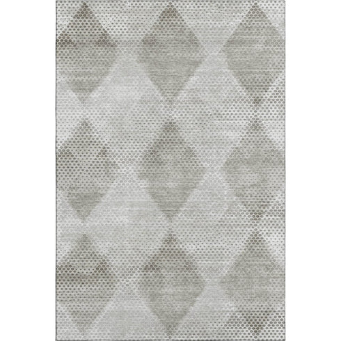 9' X 12' Gray And Ivory Geometric Washable Area Rug With UV Protection