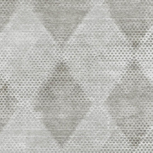 9' X 12' Gray And Ivory Geometric Washable Area Rug With UV Protection