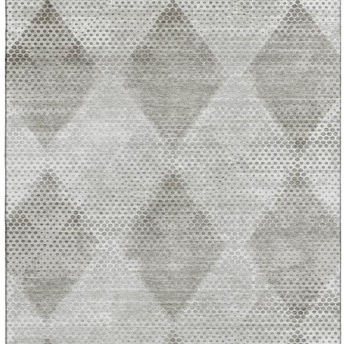 9' X 12' Gray And Ivory Geometric Washable Area Rug With UV Protection