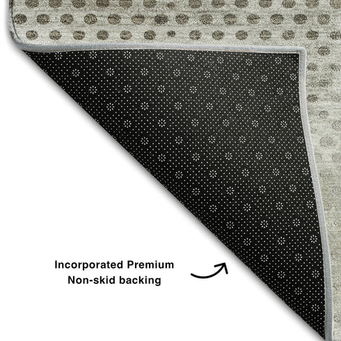 9' X 12' Gray And Ivory Geometric Washable Area Rug With UV Protection