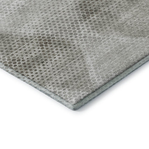 9' X 12' Gray And Ivory Geometric Washable Area Rug With UV Protection