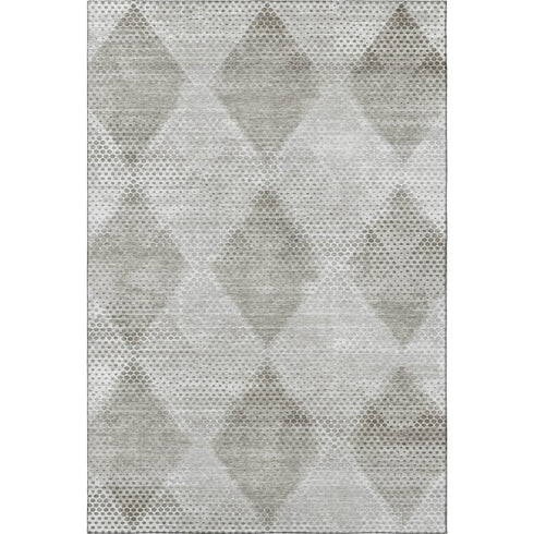 9' X 12' Gray And Ivory Geometric Washable Area Rug With UV Protection