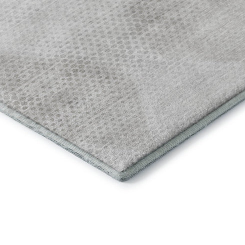 9' X 12' Ivory And Silver Geometric Washable Area Rug With UV Protection