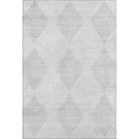 9' X 12' Ivory And Silver Geometric Washable Area Rug With UV Protection
