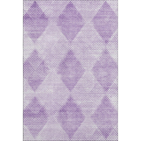 9' X 12' Lavender And Ivory Geometric Washable Area Rug With UV Protection