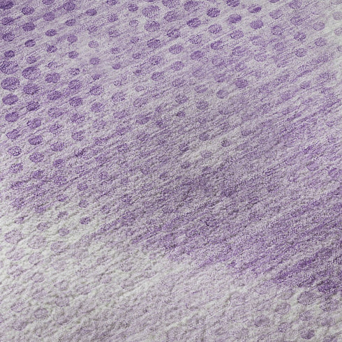 9' X 12' Lavender And Ivory Geometric Washable Area Rug With UV Protection