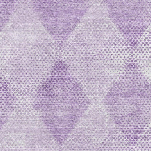 9' X 12' Lavender And Ivory Geometric Washable Area Rug With UV Protection