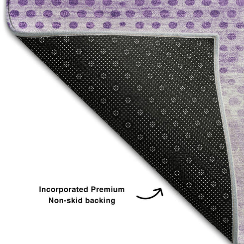 9' X 12' Lavender And Ivory Geometric Washable Area Rug With UV Protection