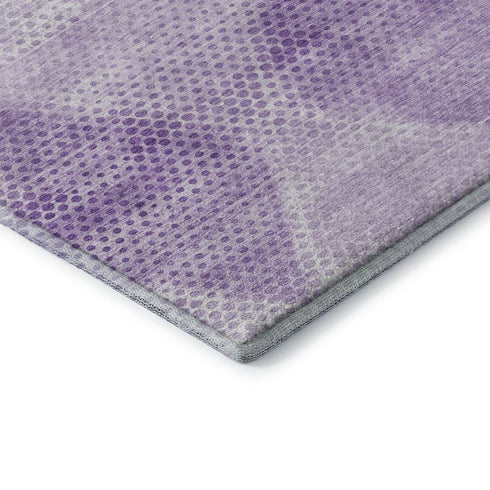 9' X 12' Lavender And Ivory Geometric Washable Area Rug With UV Protection