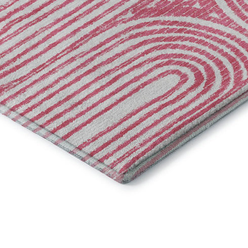 9' X 12' Blush And Ivory Geometric Distressed Washable Area Rug With UV Protection