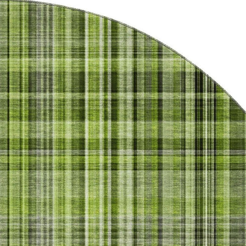 9' X 12' Green Gray And Ivory Plaid Washable Area Rug With UV Protection