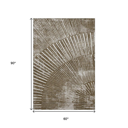 9' X 12' Chocolate And Ivory Geometric Washable Area Rug With UV Protection