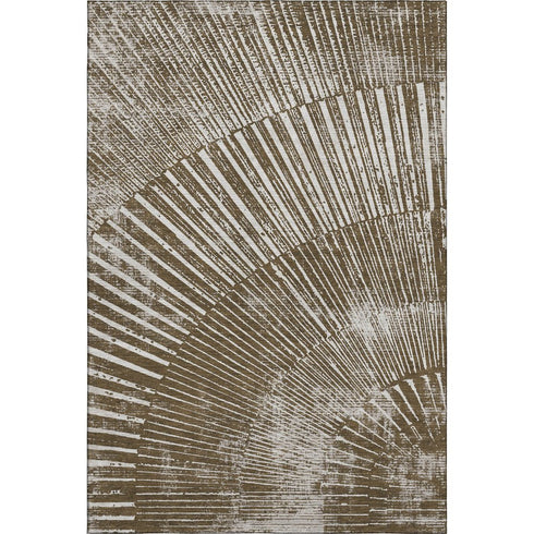9' X 12' Chocolate And Ivory Geometric Washable Area Rug With UV Protection