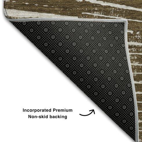 9' X 12' Chocolate And Ivory Geometric Washable Area Rug With UV Protection