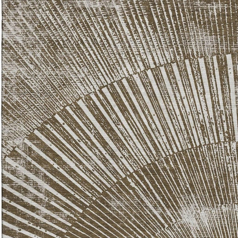 9' X 12' Chocolate And Ivory Geometric Washable Area Rug With UV Protection