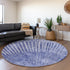 9' X 12' Navy Blue And Ivory Geometric Washable Area Rug With UV Protection