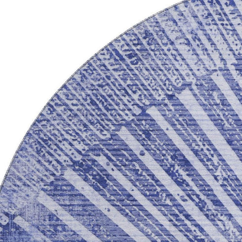 9' X 12' Navy Blue And Ivory Geometric Washable Area Rug With UV Protection